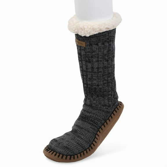 Gaahuu mens knit faux shearling lined soft sole slipper socks