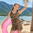 thumbnail image 4 of COEQINE Girls Two Piece Tankini Bathing Suit with Chest Pad, Crewneck Sleeveless Summer Swimwear, Modest Rash Guard Set Swimsuit for Little Kid 6-7 Years, Leopard Fur Print, 4 of 8