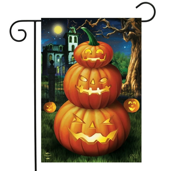 Briarwood Lane Spooky Jack O'Lanterns Halloween Garden Flag