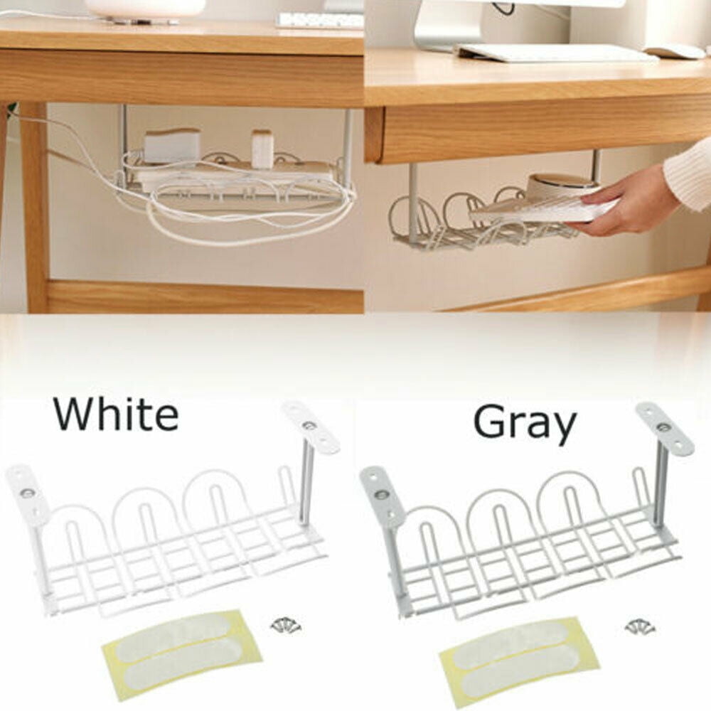 Puloru 1pc Under Desk Easy Install Cable Management Tray Wire Cord