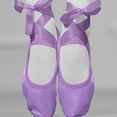 thumbnail image 2 of Gpaecead Girls Ballet Shoes Solid Color Satin Soft Sole Practice Flats With Ribbons For Dance Yoga Gymnastics, Purple, 2 of 5