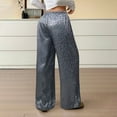 thumbnail image 2 of Fiaer Women Leopard Satin Pajamas Pants High Waisted Trendy Sleepwear Trousers Wide Leg Baggy Casual Comfort Lace up Pjs Slacks Grey S, 2 of 9