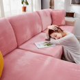 thumbnail image 4 of 2024 Soft Velvet Sofa Seat Cushion Cover - Stretch Non-Slip Sofa Cover Couch Cushion Covers for Sectional Sofa L Shape  Sofa Cushion Slipcover Furniture Protection (Grey  Large Single Sea, 4 of 11