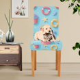 thumbnail image 4 of Yayeee 2 Pack Dining Chair Covers Stretch Parson Chairs Slipcovers Seat Protector, Pink Beach Toys Pattern, 4 of 6