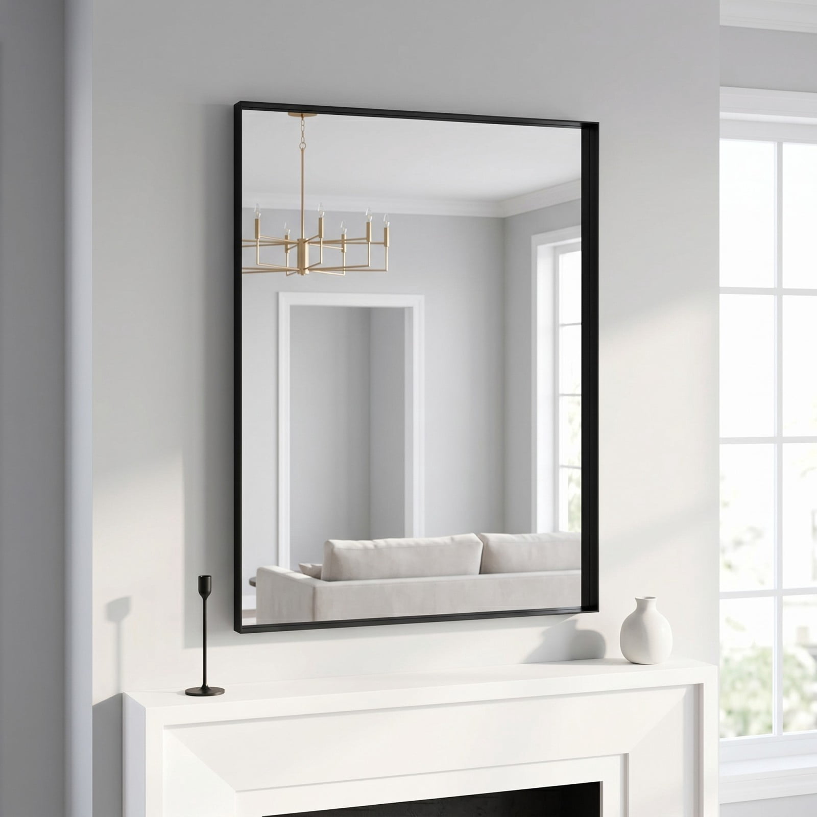 Gleamira 22"x30" Bathroom Wall Mounted Mirror Vanity Rectangular Mirror with Deep Frame, Black
