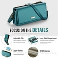 thumbnail image 6 of TECH CIRCLE Women Crossbody Bags, Multi Card Slots Phone Wallet Purse with RFID Blocking Credit Card Slots Zipper Pocket Detachable Wristlet Shoulder Strap for most phones under 7.5 inchs ,Green, 6 of 8