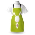 thumbnail image 4 of Bunny Apron, Cartoon Character on a Green Background Clipart Composition, Unisex Kitchen Bib with Adjustable Neck for Cooking Gardening, Adult Size, Apple Green White, by Ambesonne, 4 of 4