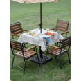 thumbnail image 4 of Outdoor Tablecloth with Umbrella Hole for Patio/Picnic/Party/Camping, Blue Childlike Fun Waterproof Table Cloth Square Cover Washable, Abstract Modern City Car Silhouette (60"x 60"), 4 of 8