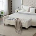 thumbnail image 6 of CQSXDA Modern Upholstered Storage Bench In Napped Fabric, 65.55 Inch Wide Bed End Furniture With Rolled Armrest And Rubberwood Legs, Beige, 6 of 12
