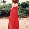 thumbnail image 1 of HKEJIAOI Robes de Plage pour Femmes Cadeau d'Anniversaire Dames Patchwork à Bretelles Dos Nu Sans Manches à Col en V Longue Robe Robe de Plage Rouge Soldes Liquidation, 1 of 9