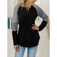 thumbnail image 5 of TEMOFON Sweatshirts for Women Color Block Crewneck Shirts Long Sleeve Tunic Tops Casual Striped Loose Fit T Shirts, 5 of 5