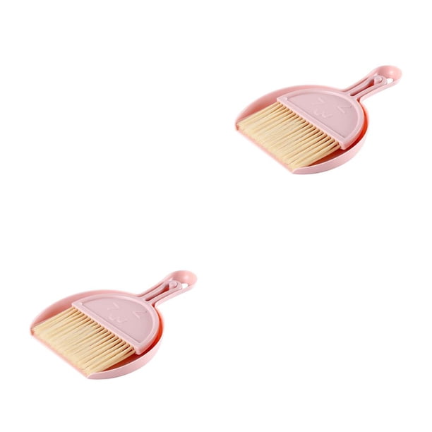 Advancent Mini cepillo de limpieza de escoba, juego de recogedores, escritorio, plástico, portátil, basura, cepillos domésticos, suministros, teclado, Rosado 2piezas Advancent CBP052925