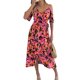 thumbnail image 3 of Vestido Bohemio de Verano 2025 para Mujer, con Hombros Descubiertos, Tirantes y Escote en V, Informal, y Fluido, con Abertura en el Muslo. Negro y Rojo XL, 3 of 10