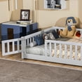 thumbnail image 4 of Miniyam Full Size Toddler Floor Bed with Fence, White, 4 of 8