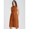 thumbnail image 2 of Moomaya Womens Solid Cotton Midi Dress, Sleeveless Summer Dress With Buttoned Closure, 2 of 8