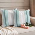 thumbnail image 2 of Teal Aqua Stripes Outdoor Waterproof Pillow Covers, Minimalist Abstract Vertical Lines Decorative Square Throw Pillowcase Sofa Cushion Sham for Patio/Couch/Chair, 18"x18" 2 Pack, 2 of 8