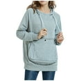 thumbnail image 2 of Xcmzpl Womens Hoodies Basic Solid Color Hooded Sweatshirt Athletic Sweater Tops Work Long Sleeve Blouses Fall Clothes, 2 of 6