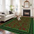 thumbnail image 2 of Vintage Red Roses Area Rugs 5'x7', Washable Small Throw Rugs for Laundry Room Playroom, Green Abstract Art Floral Ethnic Indoor Outdoor Rug Non-Slip Low Pile Carpet Runner Reversible Floor Mats, 2 of 8