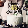 thumbnail image 3 of Happy 45th Birthday Cake Topper Black Gold Glitter Cheers to 45 Years, 3 of 5