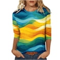 thumbnail image 2 of Fznquz 2025 3/4 Length Sleeve Womens Tops Graphic Cute Blouse Fall Casual Shirts,M, 2 of 5