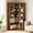 Brown half back panel, variant on Corner Bookshelf 72.8in Farmhouse Bookcase Large Bookshelves Wood Bookcase Tall 5 Tier Corner Shelf L Shaped Bookshelf Storage Display Rack Living Room Bedroom