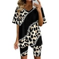 thumbnail image 1 of Ensembles de Sport pour Femmes 2 Pcs Mode Blouse Col en V Manches Courtes Hauts Shorts Ensemble Décontracté Ensembles Deux Pièces pour Femmes en Solde, 1 of 4