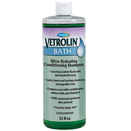 Farnam Vetrolin Bain Shampooing Ultra-Hydratant pour Chevaux et Chiens, 32 Onces