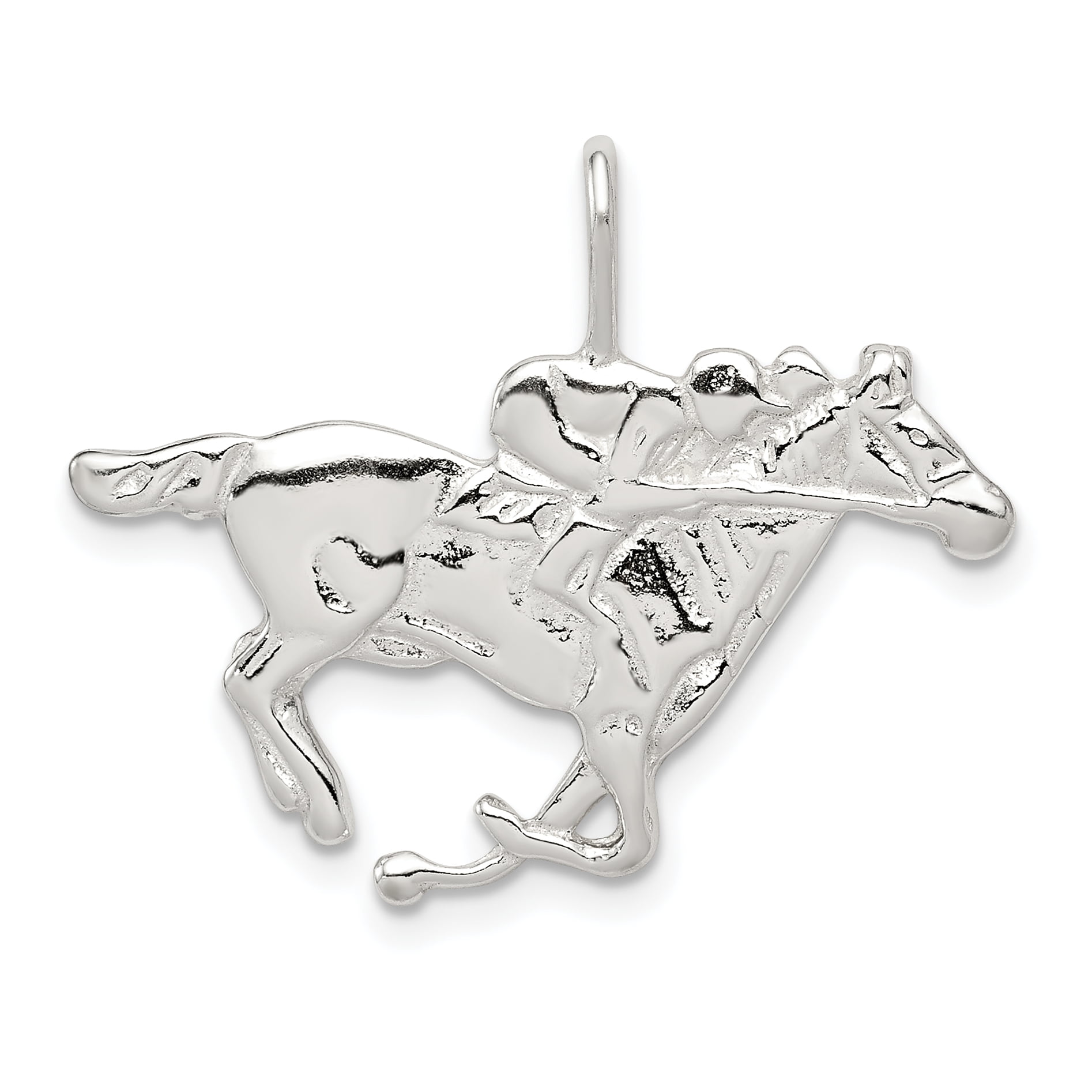 Horse on Heart Sterling Silver Pendant or Big Charm 