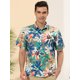 thumbnail image 2 of Lars Amadeus Camisa De Manga Corta Con Estampado De Flores Para Hombre, Camisas Hawaianas Informales De Verano Con Botones Blanco azul marino M Unique Bargains Camisas, 2 of 6