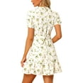 thumbnail image 3 of INSPIRE CHIC Women's Elegant Short Sleeve Floral Summer Above the Knee Dress, 3 of 6