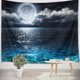 thumbnail image 3 of Cielo Nocturno Tapiz Luna Llena en el Mar Tapiz Colgante de Pared Fantasía Nube Blanca Tapiz Acuarela Tapiz Arte de Pared para Dormitorio Sala de Estar Dormitorio Decoración de Pared,100*150CM, 3 of 5
