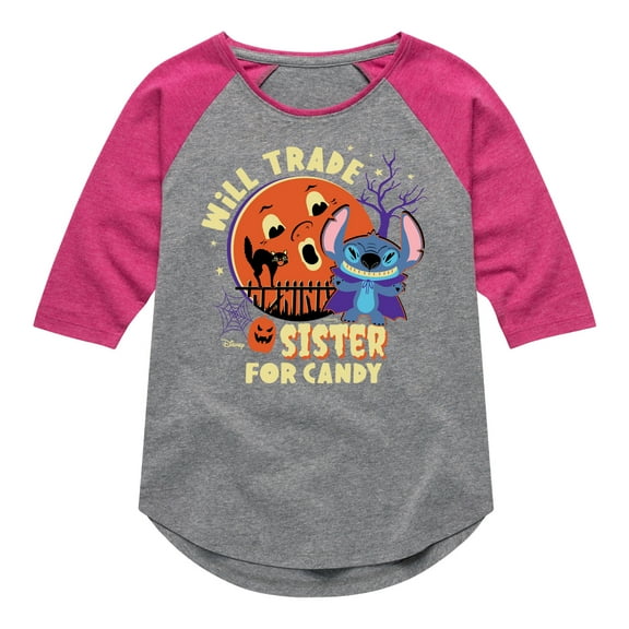 Lilo & Stitch - Will Trade Sister For Candy - Toddler And Youth Girls Raglan Graphic T-Shirt
