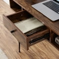 thumbnail image 6 of VECELO Computer Desk, Wooden Study Writing Table/Office Workstation with Drawer for Home Office, Brown, 6 of 7