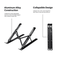 thumbnail image 2 of Incipio Portable Laptop Stand, Foldable Aluminum Laptop Riser with Adjustable Angles, Anti-Slip & Ventilated Design, Lightweight Travel Laptop Stand for Up to 16” Laptops & Tablets, 2 of 11
