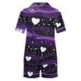 thumbnail image 5 of Vetsdori Womens Short Sleeve Pajamas Sets 2 Pieces Sleepwear Homewear Shorts & Top Casual Loungewear Heart Print Soft,Pockets Button up Pajamas for Women Summer, 5 of 8