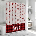 thumbnail image 6 of Valentines Day Shower Curtain, Waterproof Shower Curtains for Bathroom, Red Love Hearts Wooden Plaid Rustic Washable Fabric Bathtub Curtain Set Bath Decor with 12 Hooks Long 72"x84", 6 of 8