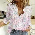 thumbnail image 2 of KALE V Neck Long Sleeve Shirts for Women Floral Print Button Down Shirt Lightweight Blouse Summer Casual Tops Business Casual Tops Pink, 2 of 5