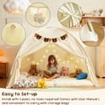 thumbnail image 5 of YEERSWAG Full Bed Tent with Star Lights & Flags, Breathable Portable Playhouse for Indoor Bedroom, Birthday Gift, Beige/Pink/Black, 5 of 10
