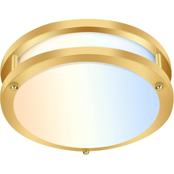hykolity 10 inch Flush Mount LED Ceiling Light Fixture, 17W 1100lm, 2700K/3000K/3500K/4000K/5000K Adjustable Ceiling Lights, Gold Saturn Dimmable Lighting for Hallway Bathroom or Kitchen
