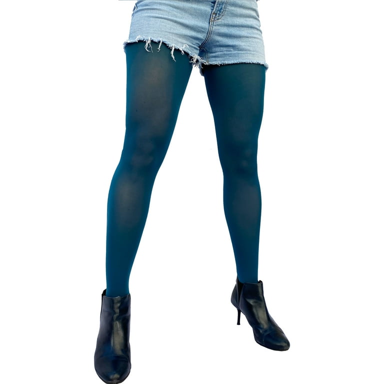 Dark Teal Opaque Full Footed Tights Pantyhose for Women