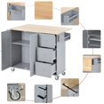 thumbnail image 3 of Kitchen Island Cart with Storage, Rolling Kitchen Island Table with Drop Leaf, Kitchen Island on Wheels with 3 Drawers and Storage Cabinet, Inner Adjustable Shelves, Spice Rack, Towel Rack (Grey Blue), 3 of 9
