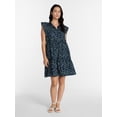 thumbnail image 3 of Time and Tru Women's and Women's Plus Tiered Cotton Mini Dress with Flutter Sleeves, Sizes XS-4X, 3 of 6