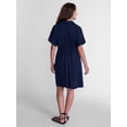 thumbnail image 4 of Time and Tru Women's Linen Blend Pleated Mini Shirtdress with Short Sleeves, Sizes XS-XXXL, 4 of 6