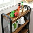 thumbnail image 4 of VASAGLE 3-Tier Narrow Storage Cart, Rolling Cart with Wheels, Steel Frame, Slim Storage Cart for Kitchen, Dining Room, Laundry Room, Adjustable Feet Included, Industrial Style, Rustic Brown and Black, 4 of 7