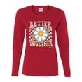 thumbnail image 2 of Wild Bobby Retro Better Together Daisy Smiley Face Checkered Background Vintage Women Graphic Long Sleeve Tee, Red, Medium, 2 of 6