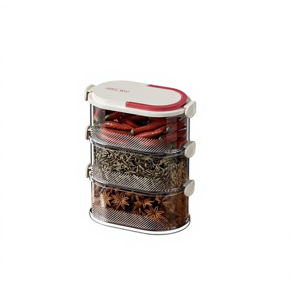 White Plastic Stackable 3-Tier Airtight Lids Spice, Herb, Seasoning Storage Containers