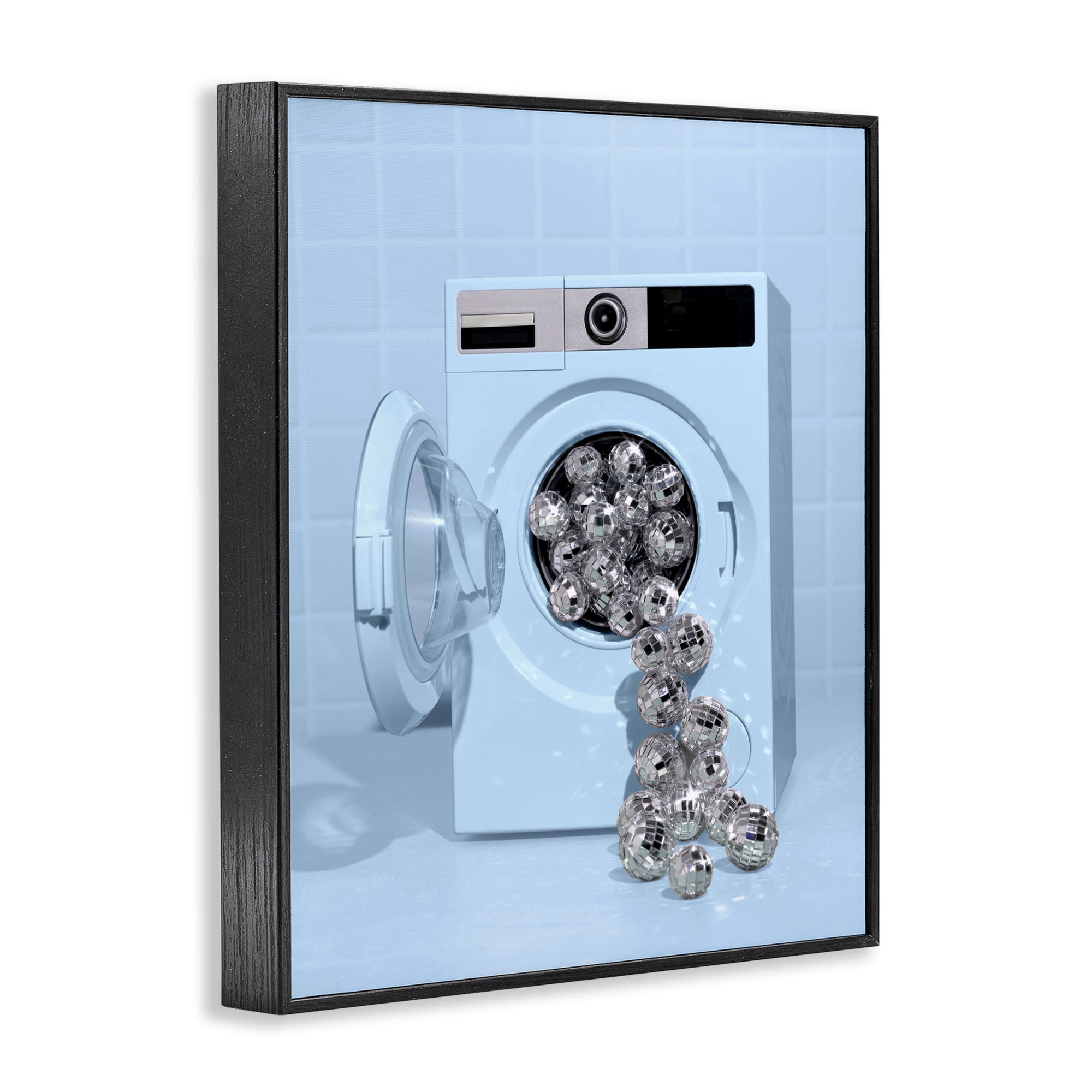 Stupell Industries Disco Laundry Machine over Blue Black Framed Giclee Art, design by LISH Creative