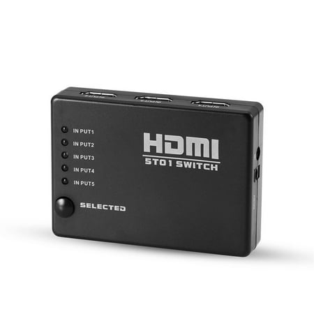 Switch Switcher Selector Remote HDMI 5Port Switch Switcher 1080P 3D HDMI Splitter with IR Wireless Remote Control for HDTV DVD PS3 XBox 360 Color:Black ()