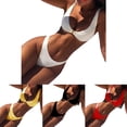 thumbnail image 6 of 1 Set Bathing Suit Solid Colors Three Points Alloy Front Hasp Lady Swimsuit for Beach, 6 of 7