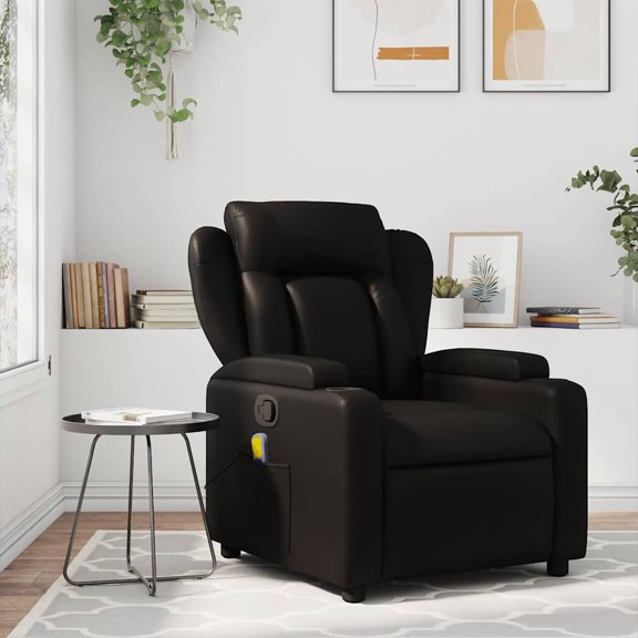 vidaXL Massage Recliner Chair Black Faux Leather, Metal, Plywood